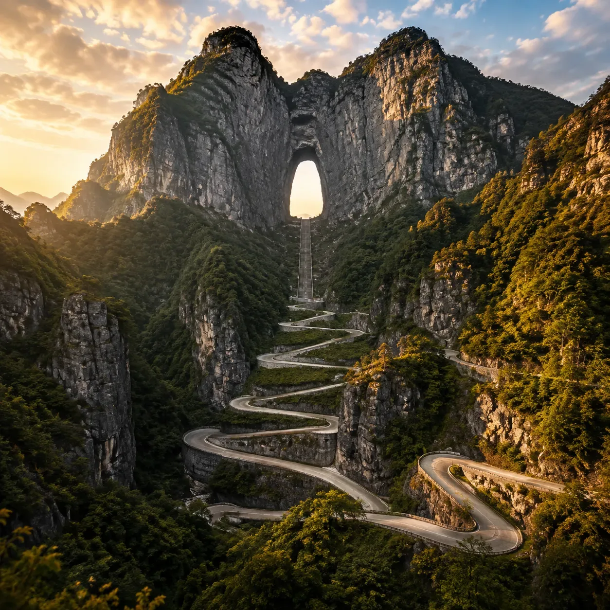Tianmen Cave — a massive natural arch at 1,300m